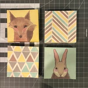 Set of 4 Animal and Geometric Art Canvas